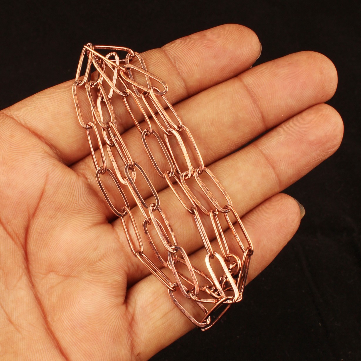 Copper Paperclip Chain Necklace for Women & Men, Lightweight Long Link Chain