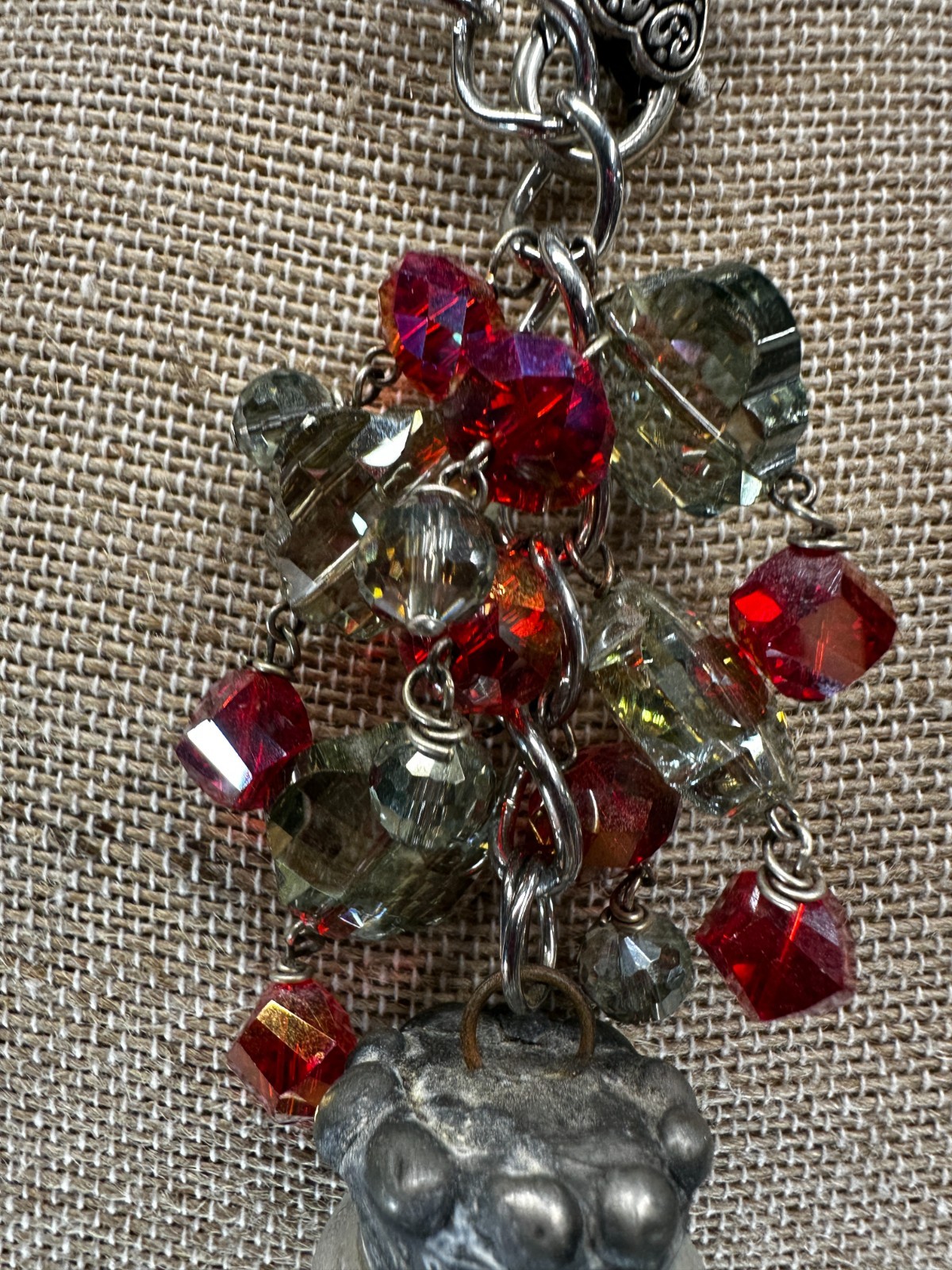 Necklace Mixed Media Whimsy Christmas Tree Snow Globe Pendant Assembledge