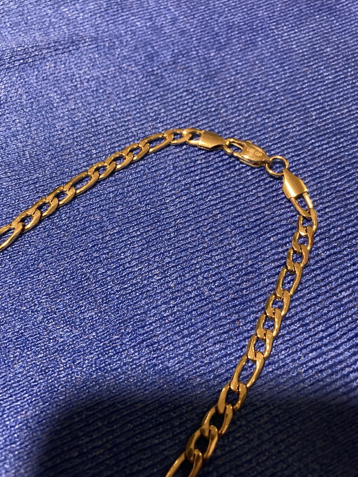 Harlembling 14k Gold Plated Figaro Necklace 5mm Width, 22 Inch Length w Pouch
