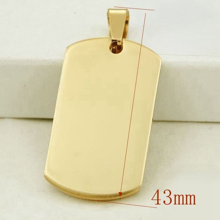 DG Men’s Stainless Steel 43mm DOG TAGS Charm Classic Pendant Gold plated +BOX