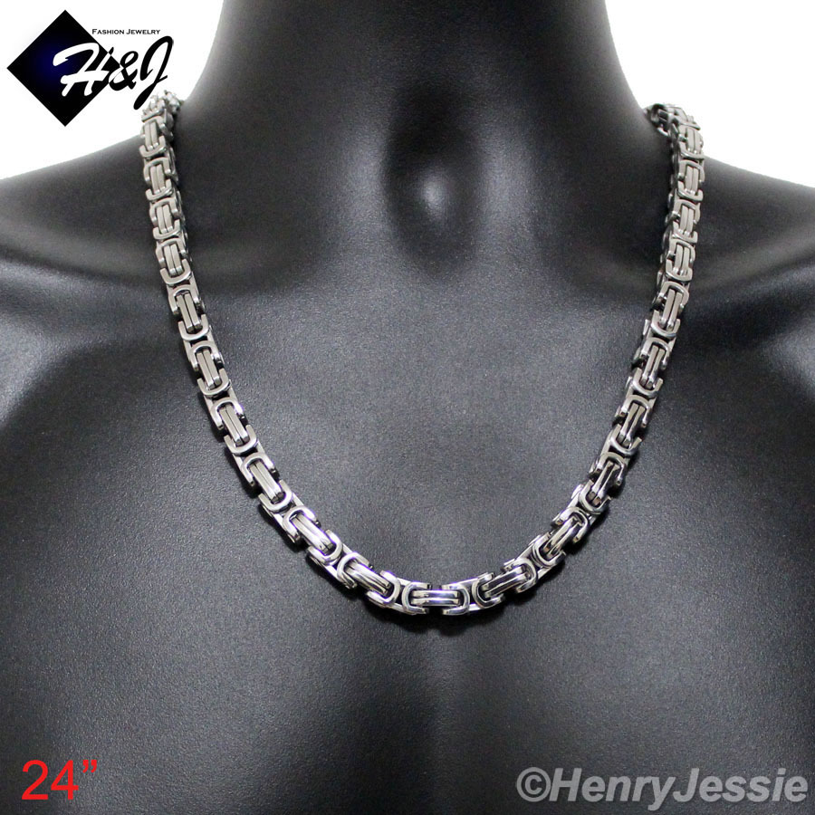 18-40″MEN’s Stainless Steel HEAVY WIDE 9mm Silver Byzantine Box Chain Necklace