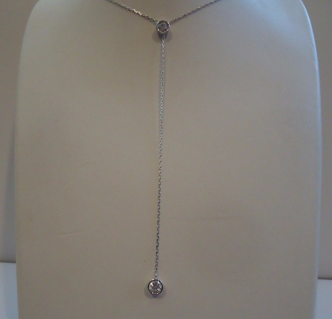 925 STERLING SILVER SINGLE STONE NECKLACE PENDANT W/ 1.50 CT LAB DIAMONDS