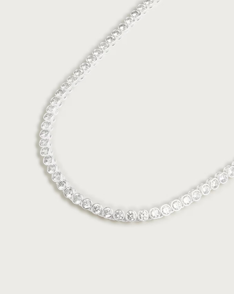 NWT J.Crew Round cubic zirconia bezel-set tennis necklace