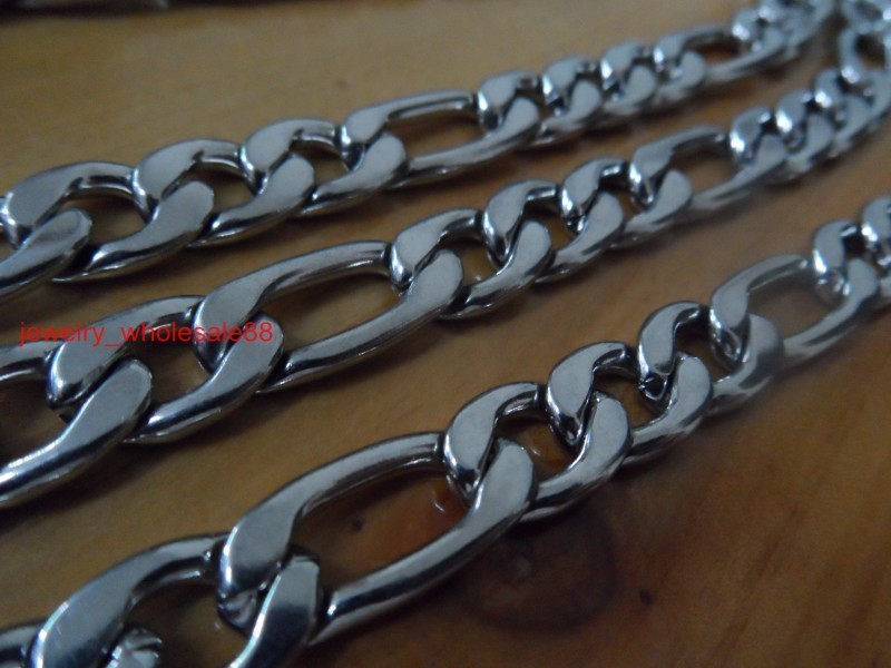 18”-40” Charming Men’s Figaro NK Chain Necklace Stainless Steel 7mm/9mm Wide
