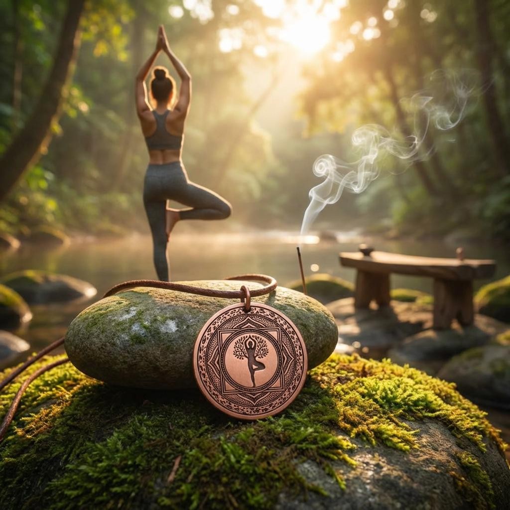 Boho Spiritual Copper Yoga Tree Pose Vrksasana Necklace – Handmade Boho Gift