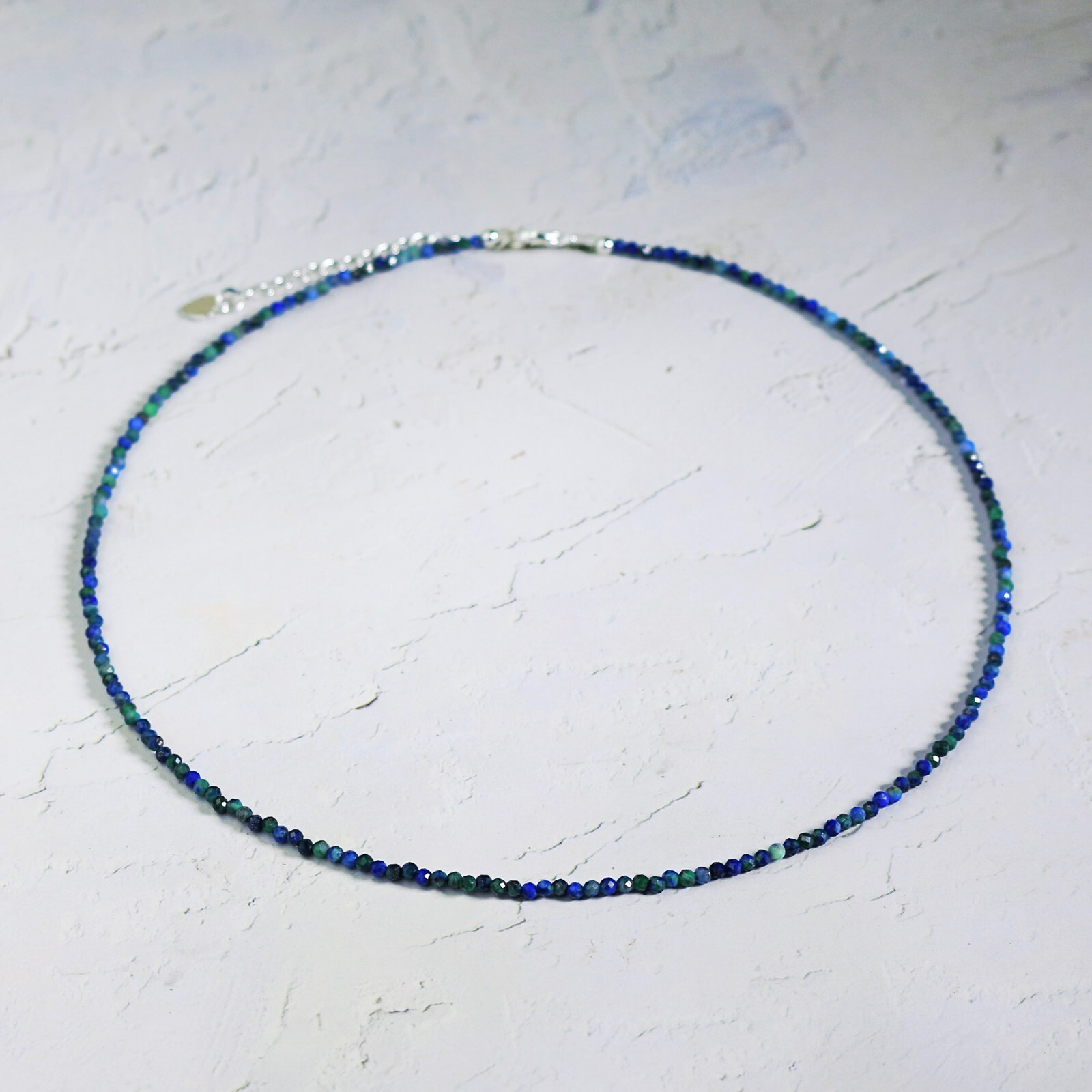2MM Malachite Azurite Beads Choker Minimalist Healing Gemstone Women’s Necklace
