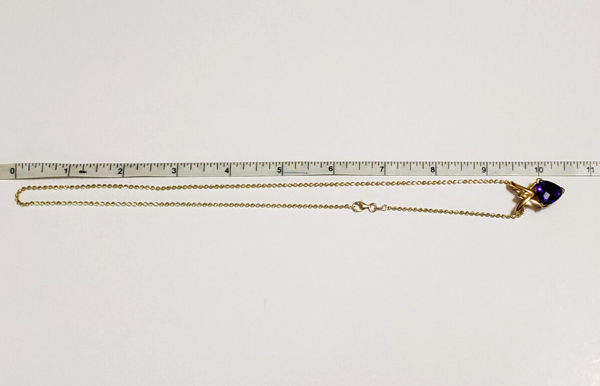 18K Over 925 Sterling Silver ROSS SIMONS Purple Trillion Cubic Zirconia Necklace