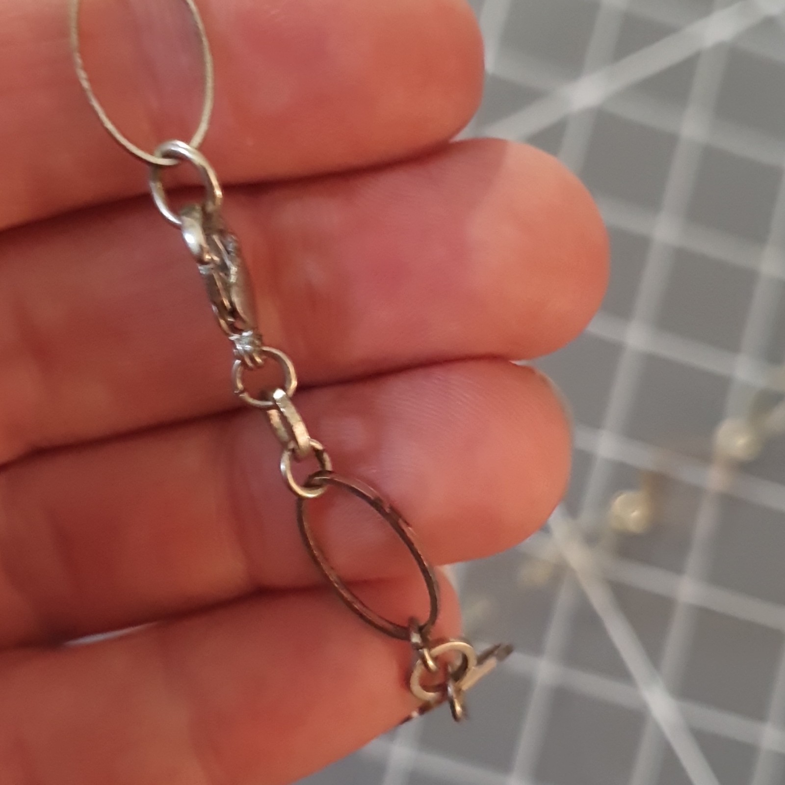 Two-Tone Silver/Gold Tone Metal Oval Link Chain Necklace, 18in Lobster, No Stone