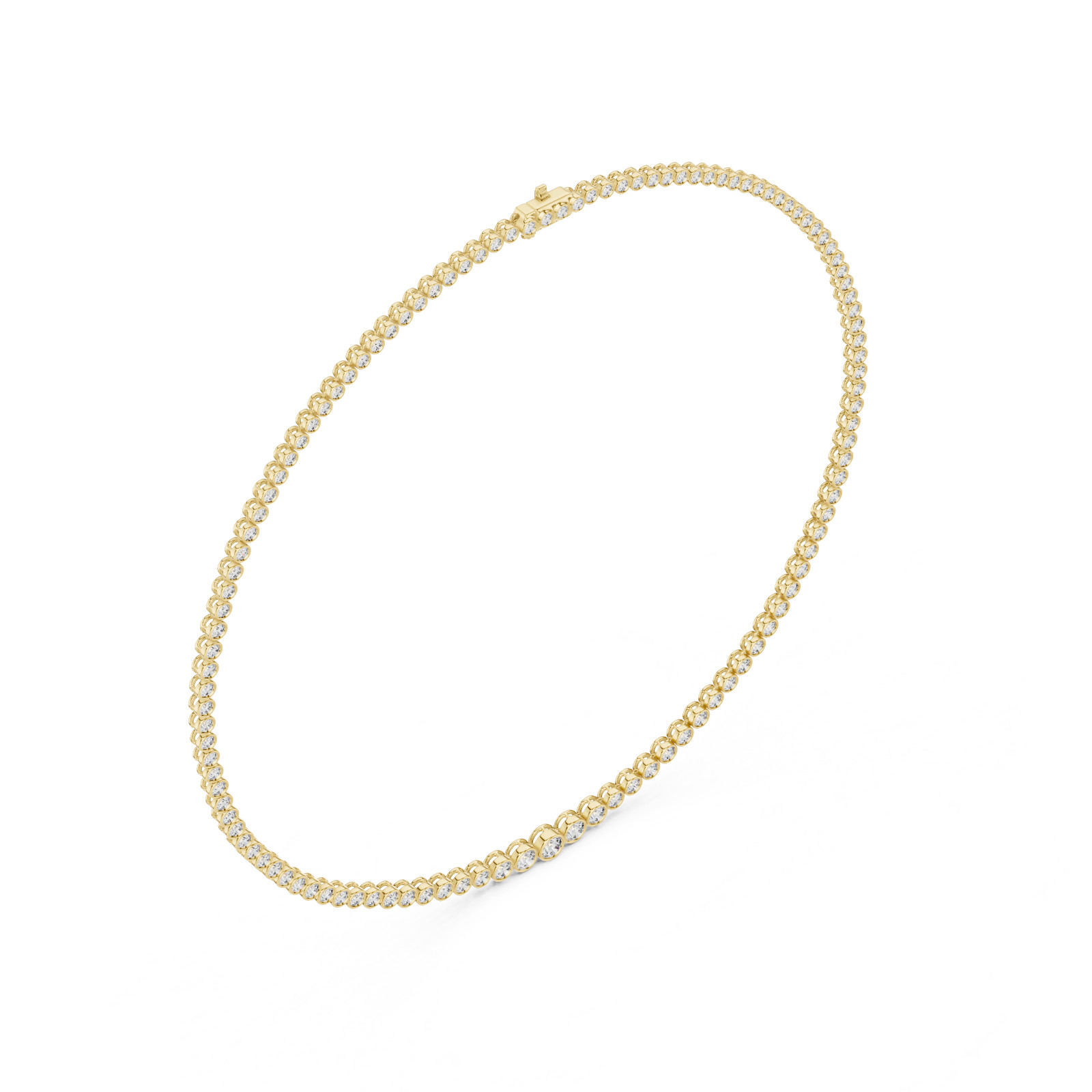 925 Silver Lab Grown Diamond Bezel Tennis Necklace Wedding Promise Gift For Her