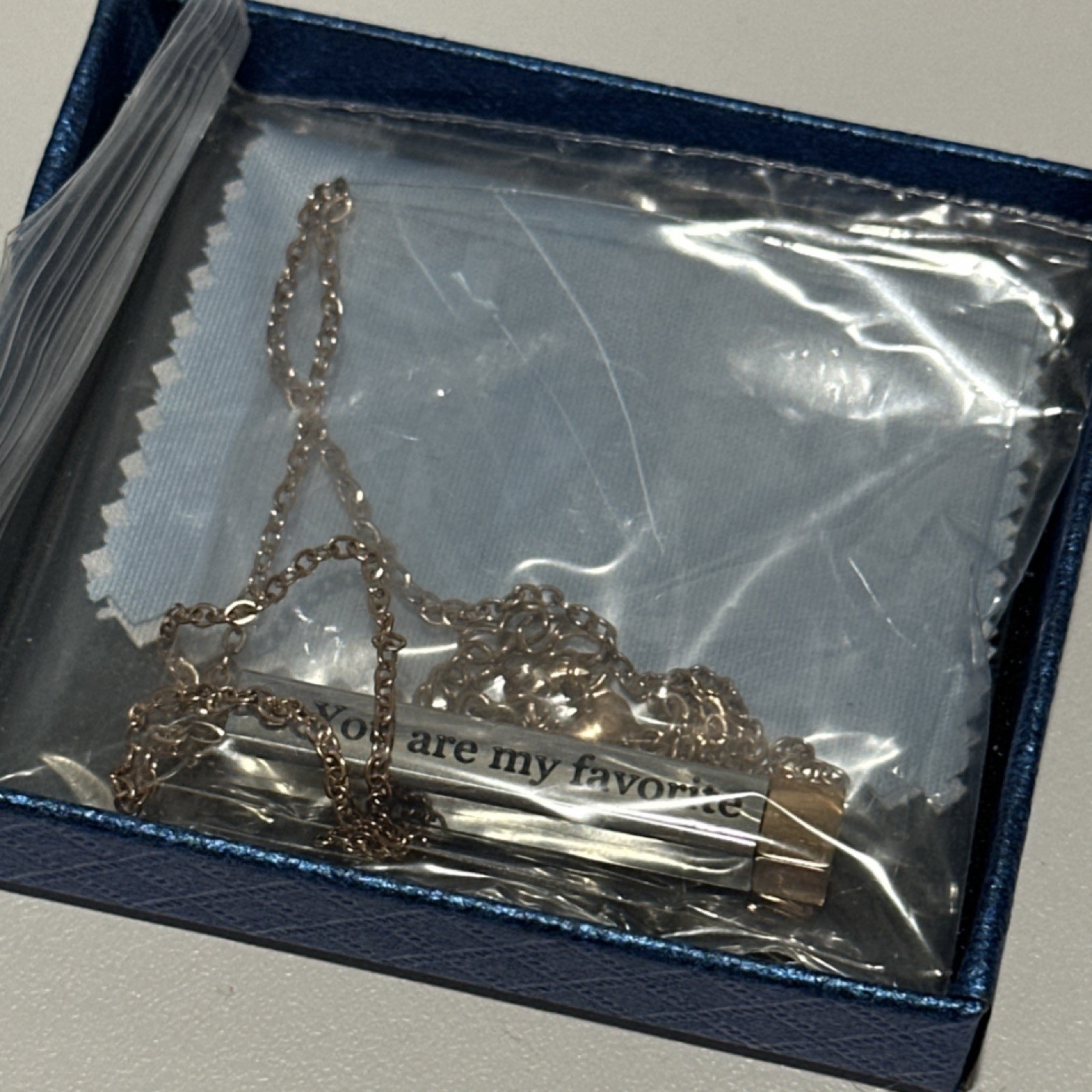 RWQIAN Silver Engraved Bar Pendant Necklace Humor Theme Cable Chain Adjustable