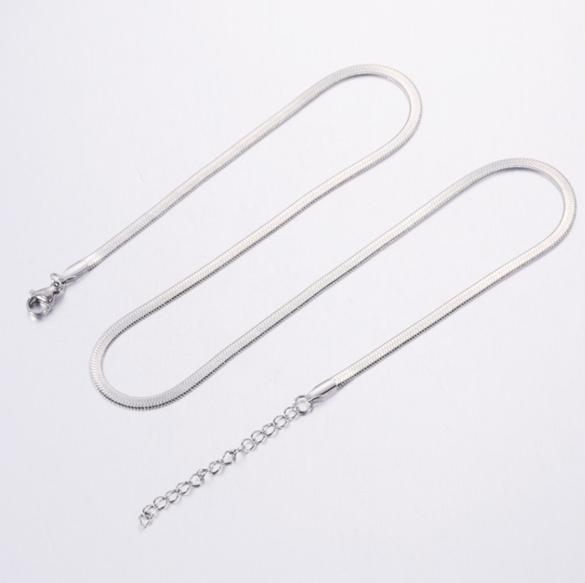 316L Stainless Steel Gold Silver Herringbone Adjustable Clavicle Chain Necklace