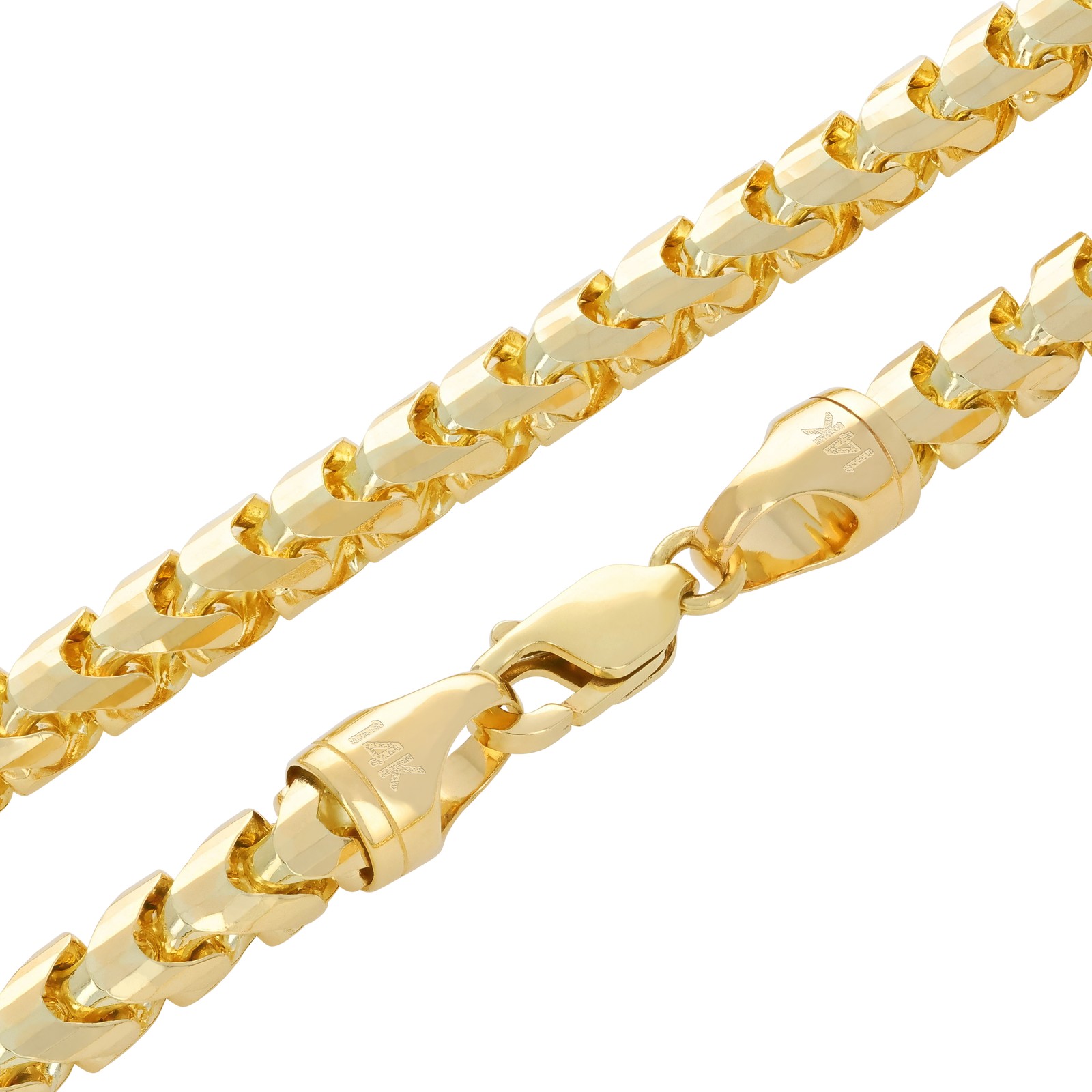 14K Yellow Gold Solid Franco 6mm Diamond Cut Spiga Wheat Chain Mens Necklace 26″