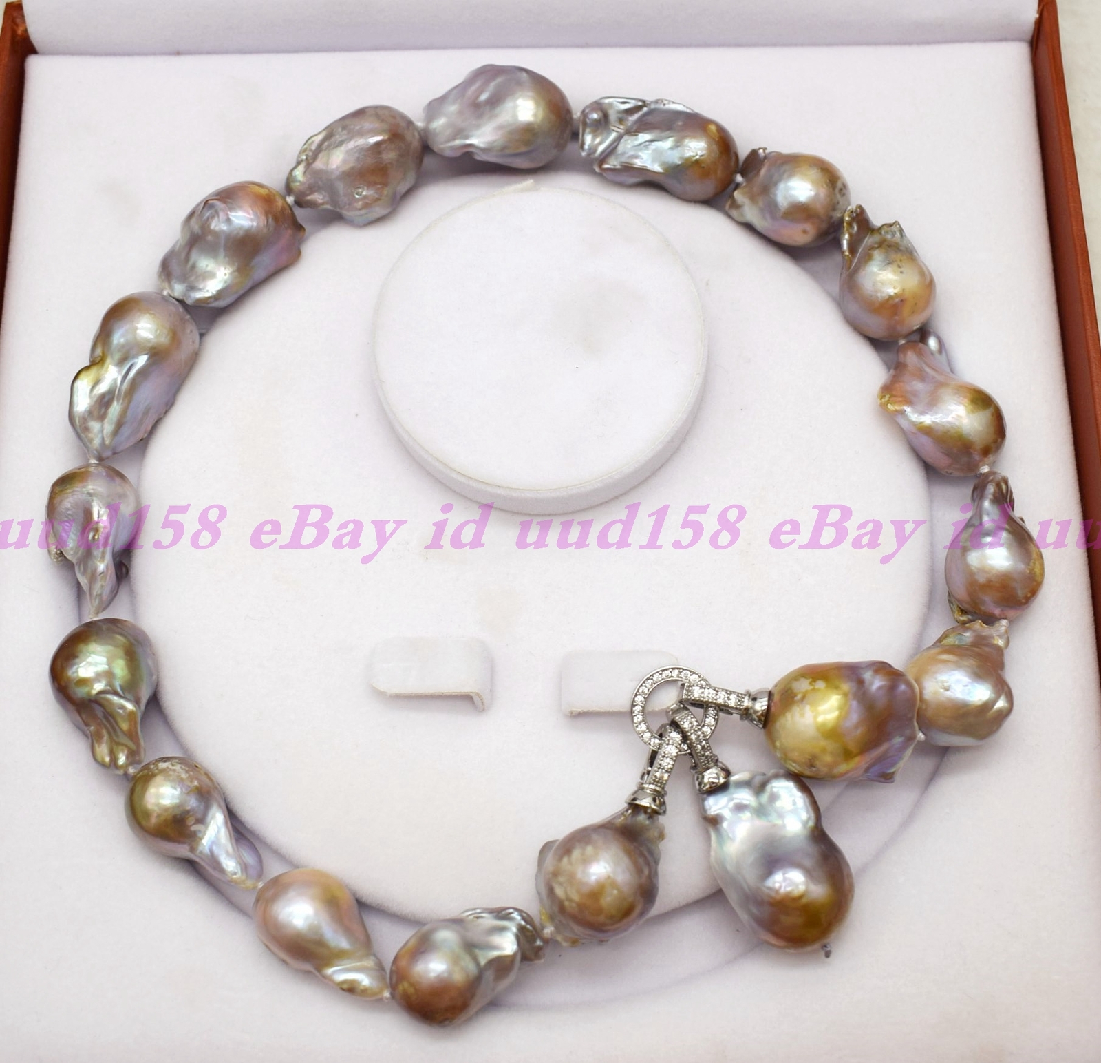 NEW HUGE NATURAL AAA++ SOUTH SEA PURPLE BAROQUE PEARL NECKLACE 18″