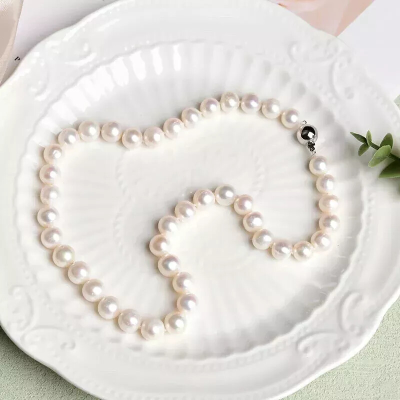 Perfect AAA Round South Sea Pearl 8-9mm White Pearl Necklace 16/36 inches 925s