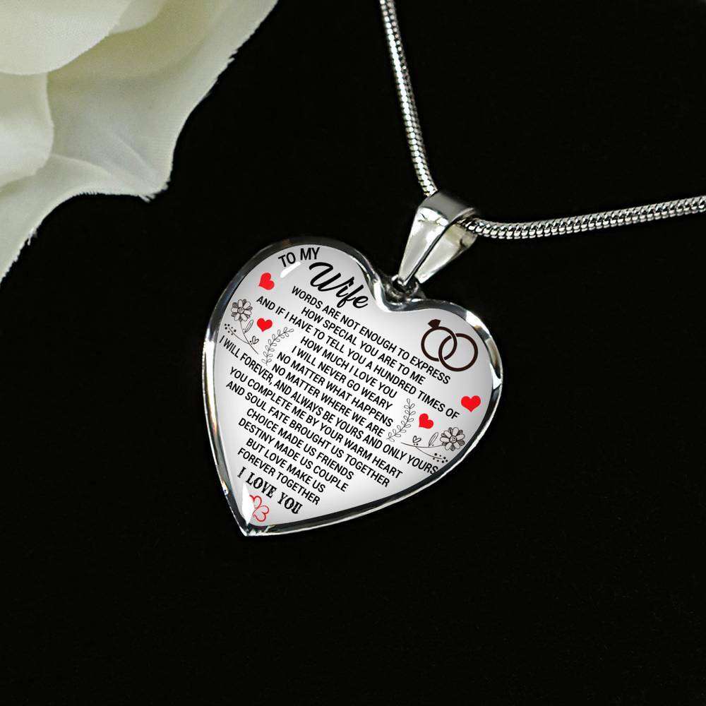 To My Wife Necklace Heart Pendant Jewelry Gifts For Wife Forever I Love You