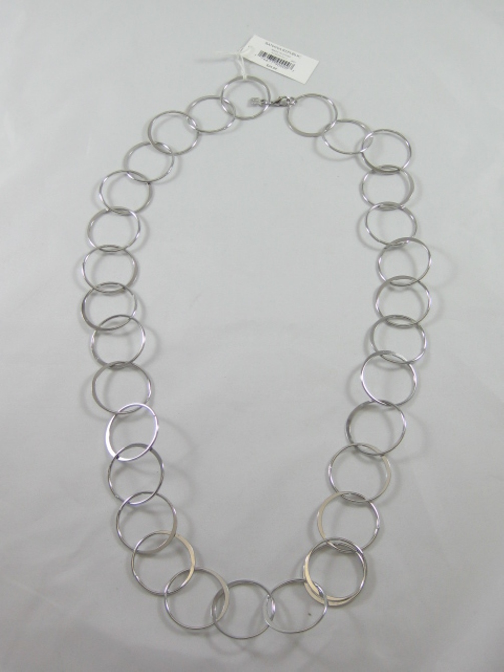 Fabulous Brand New 33″ Long Silver Hoop Necklace from Banana Republic #N2488
