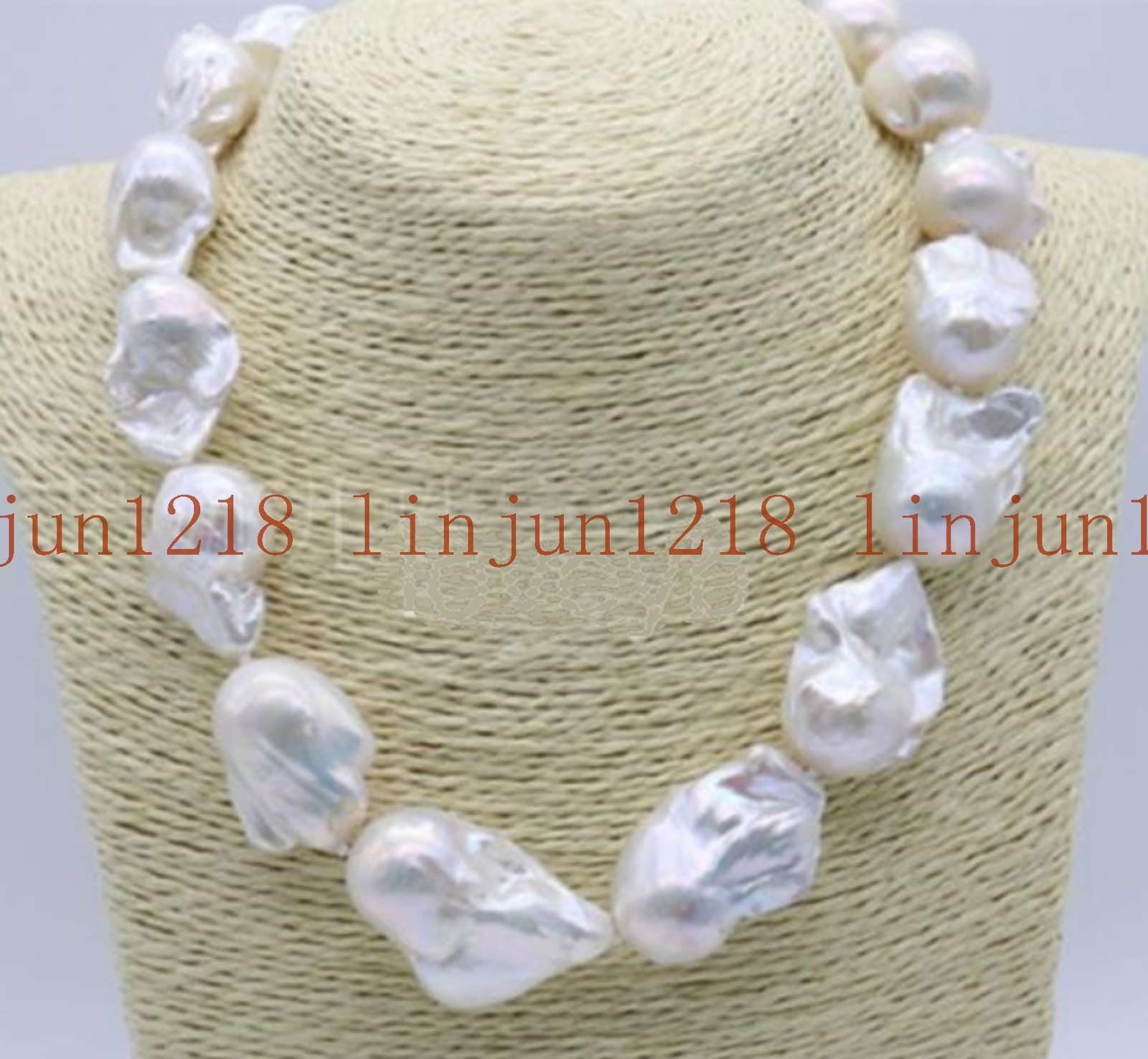 18″ 15-25mm Huge South Baroque White Reborn keshi Pearl Necklace AAA