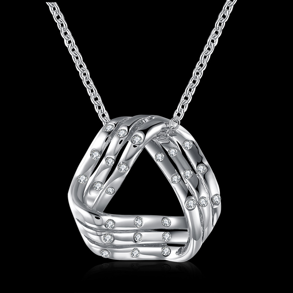 Chic 18k 18ct Yellow/White Gold Filled Triangle CZ Pendant Necklace N-A718