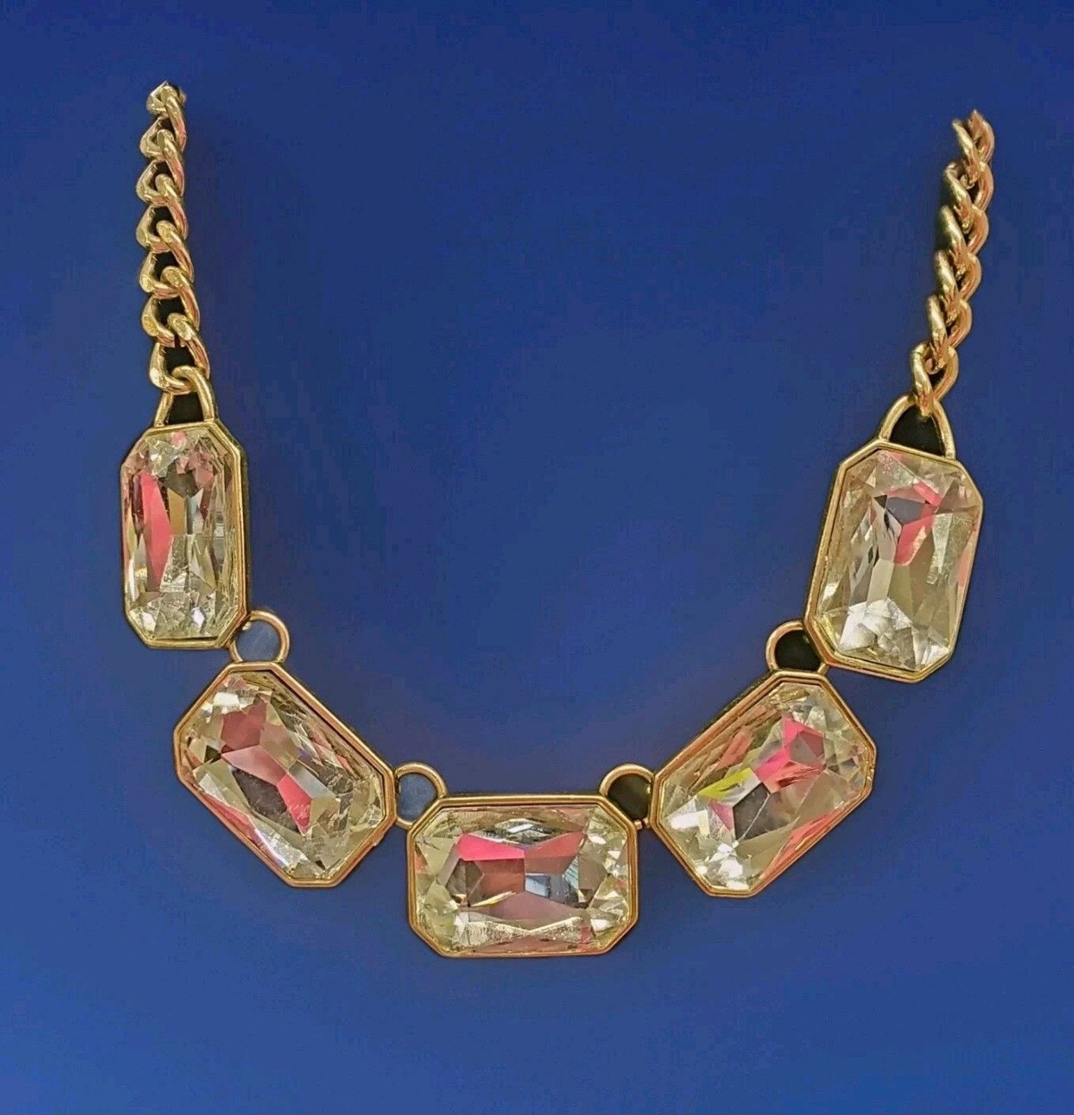 Rhinestone Statement Necklace Gold Tone Clear Colorless Costume Nordstrom VCLM