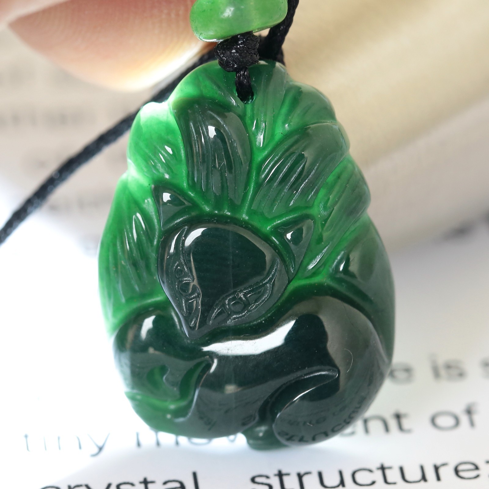 Video Certified Green Burma 100% Natural Jadeite Fox Pendant Type A Jadeite 灵瑞天成