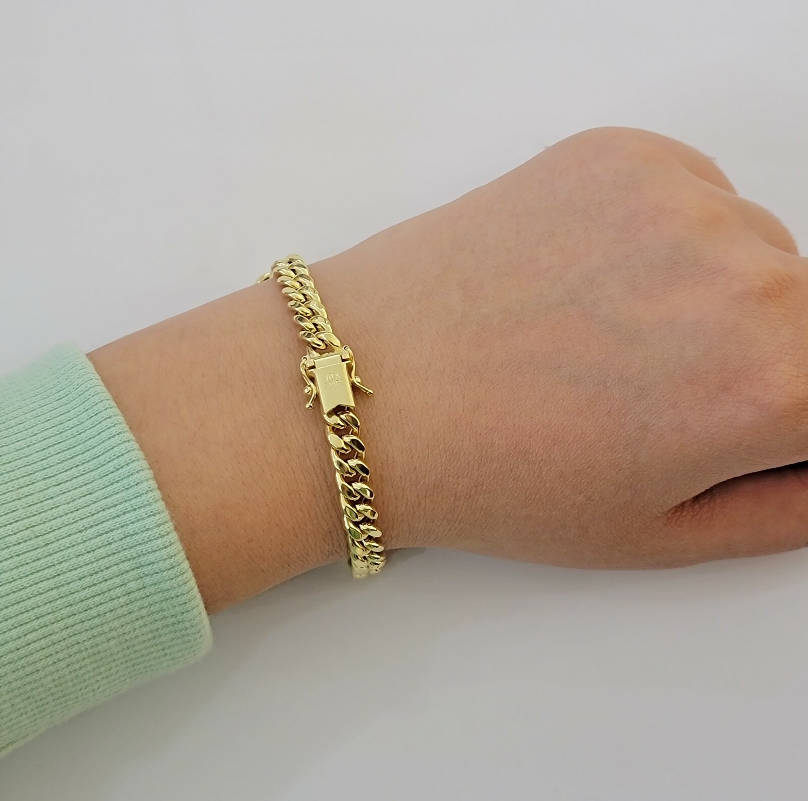 Real 10k Gold Bracelet 8″ Miami Cuban Link 6mm-13mm 10kt Yellow Gold ,Men Women