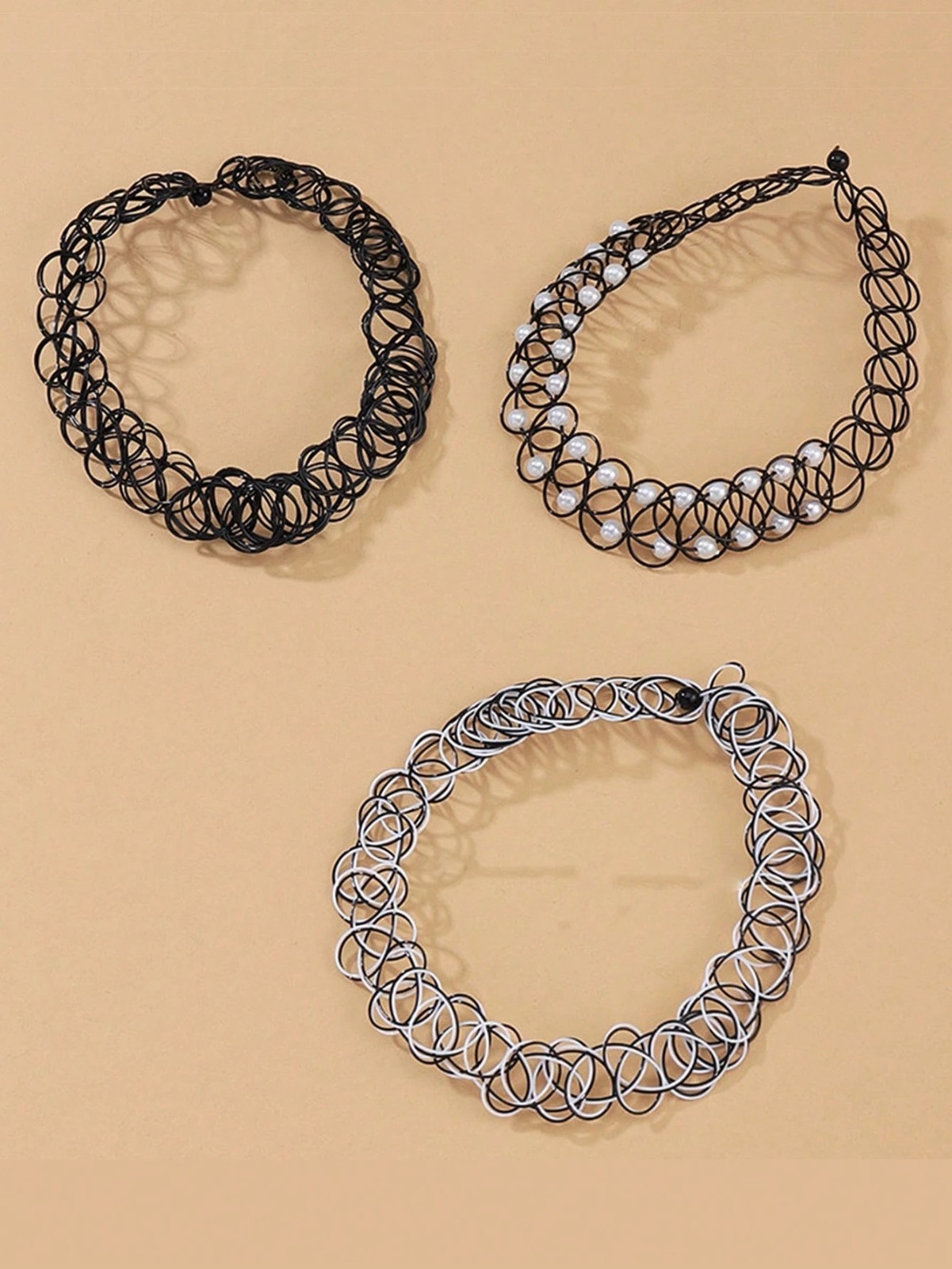 3pcs Stretch Choker Creative Women Necklace Elastic Tattoo Vintage Adjustable US