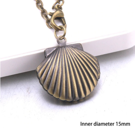 Bronze Clam Shell Locket Necklace – Photo Locket Gift Sea Shell Jewelry