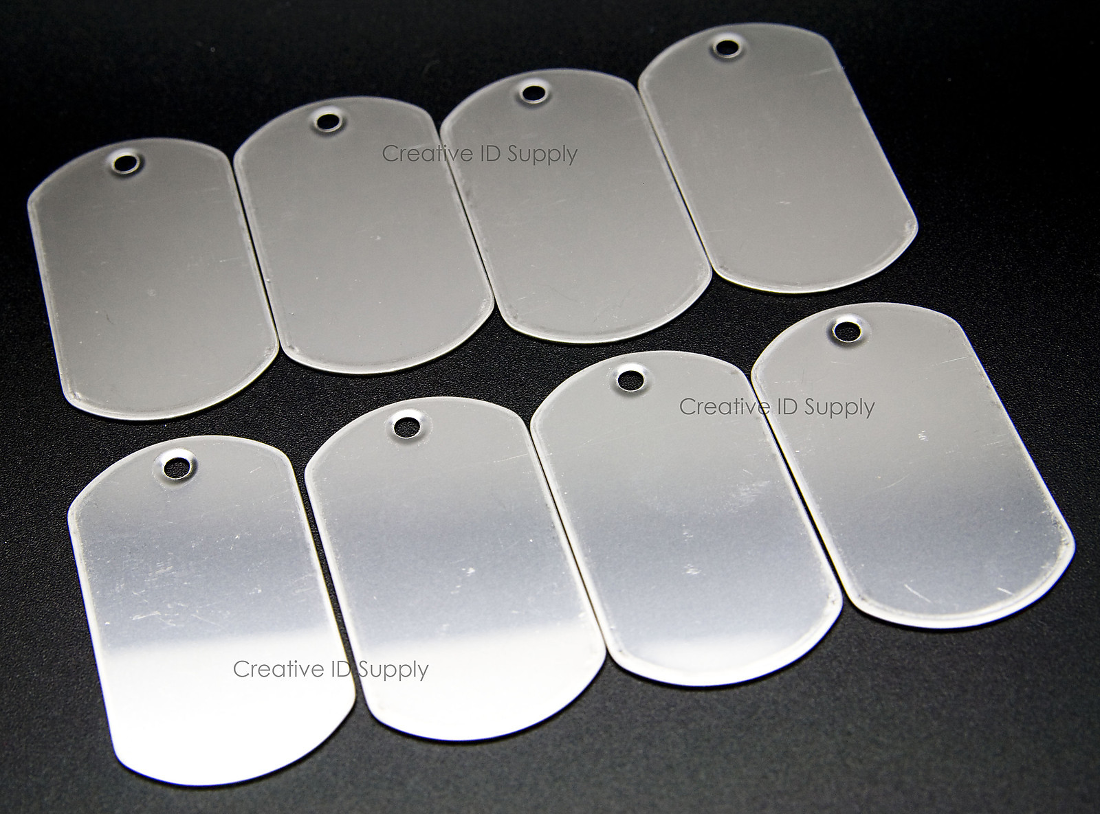 100 EACH STAINLESS STEEL DOG TAGS, 24″ BALL CHAIN NECKLACE, SILENCERS REPAIR KIT