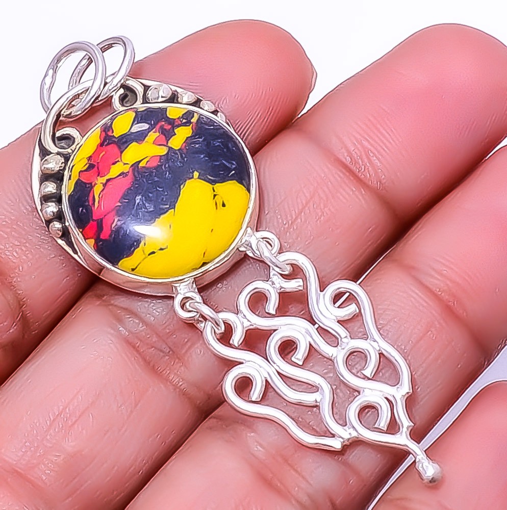 Mosaic Balloon Jasper 925 Sterling Silver Pendant 2.34″ A370