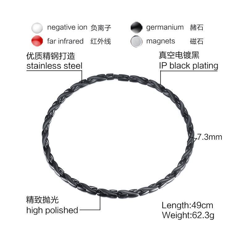 Men Hematite Magnetic Therapy Pain Relief Thick Necklace Hip Hop Fashion Jewelry