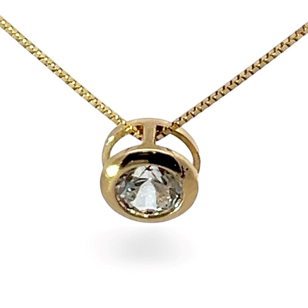 14k Yellow Gold White/Colorless Cubic Zirconia Pendant 18in (KS1019093)