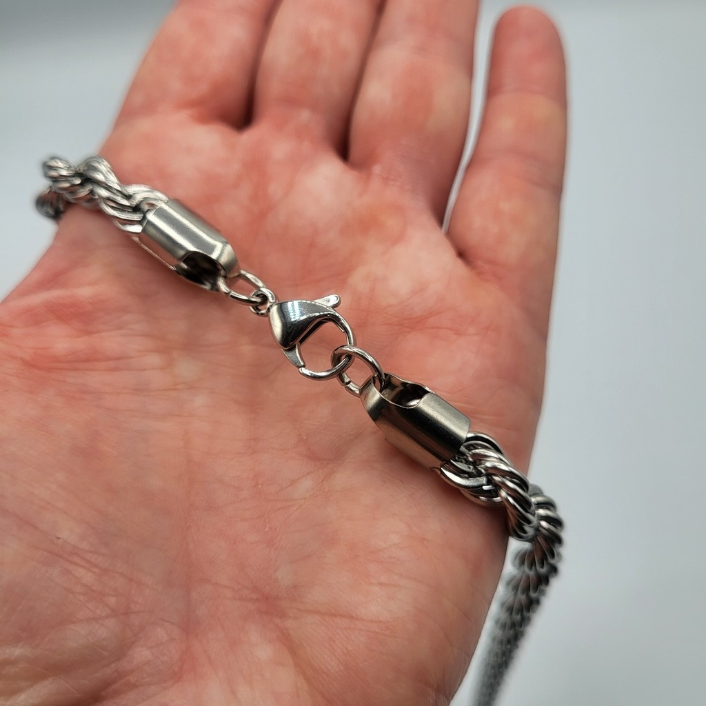 Men’s Stainless Steel Twisted Braided Rope Chain Necklace – 21″ – NWOT