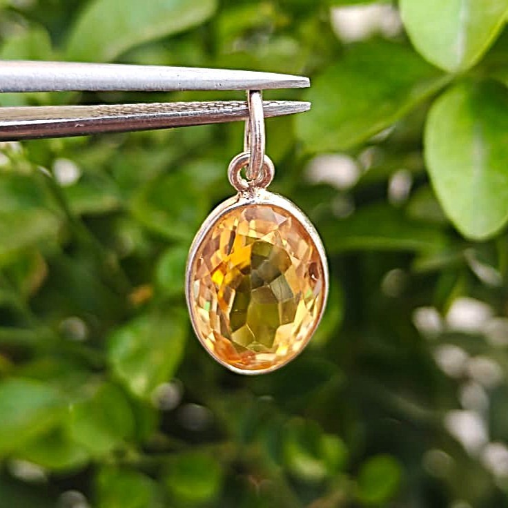 Natural Oval Citrine Gemstone Handmade 925 Sterling Silver Charms Pendant Gift