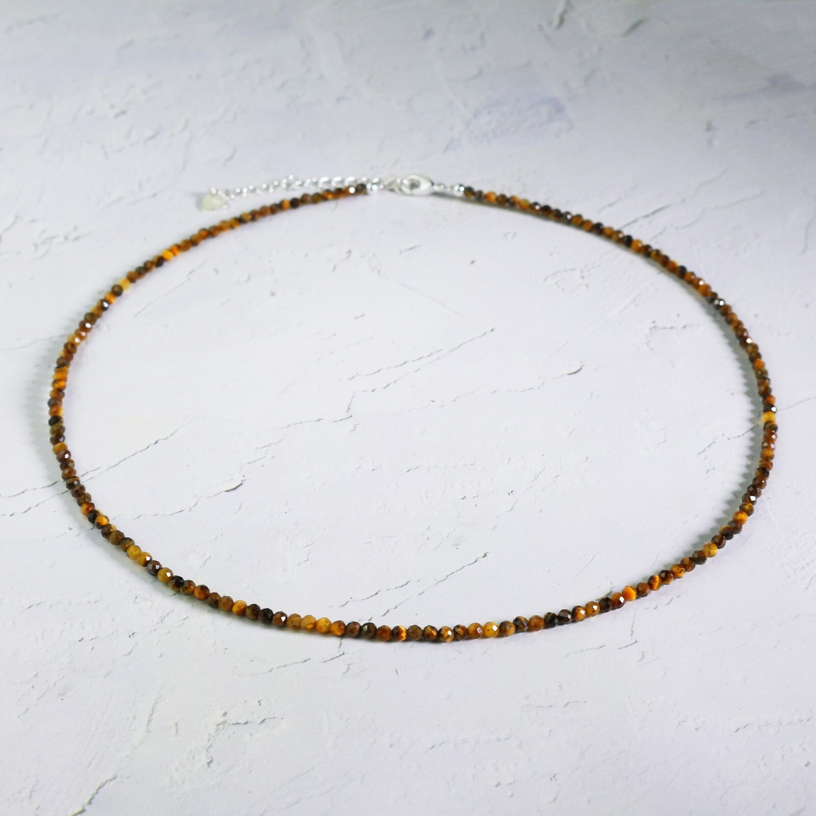 Tiger Eye Choker Delicate Stone Beads Necklace Tiger’s Eye Crystal Dainty Choker
