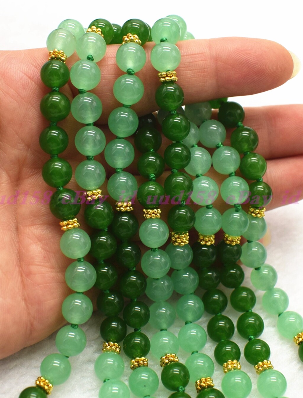 Beauty Natural 8MM Green Jade Round Gemstone Beads Long Necklace 24-100” AAA