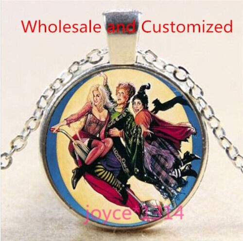 New!BONUS Hocus Pocus Vintage Photo Cabochon Glass Silver Chain Pendant Necklace