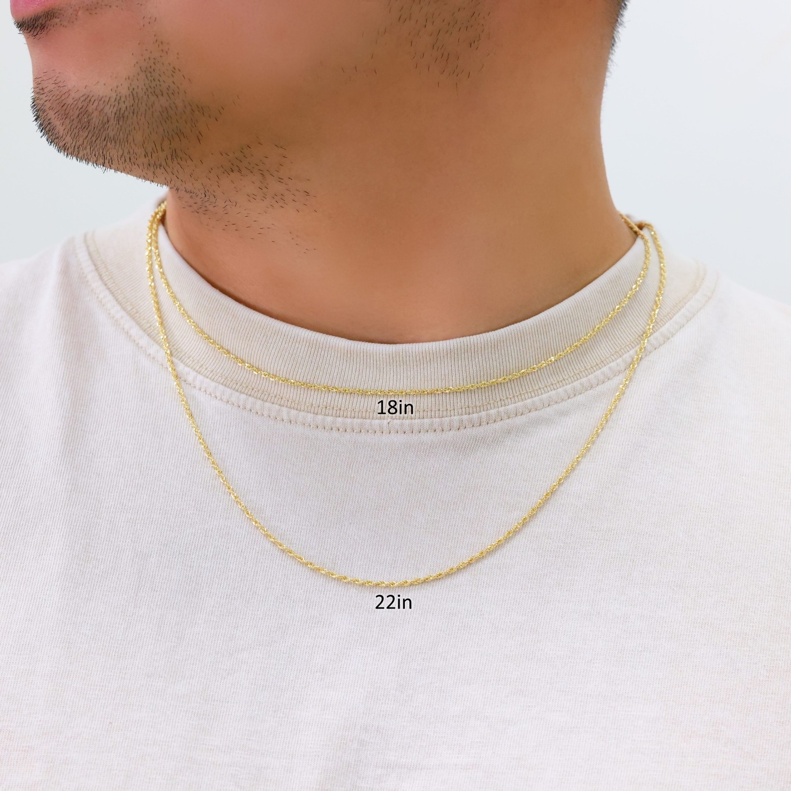 14K Yellow Gold 1mm-4mm Laser Diamond Cut Rope Chain Necklace Men Women 16″- 30″