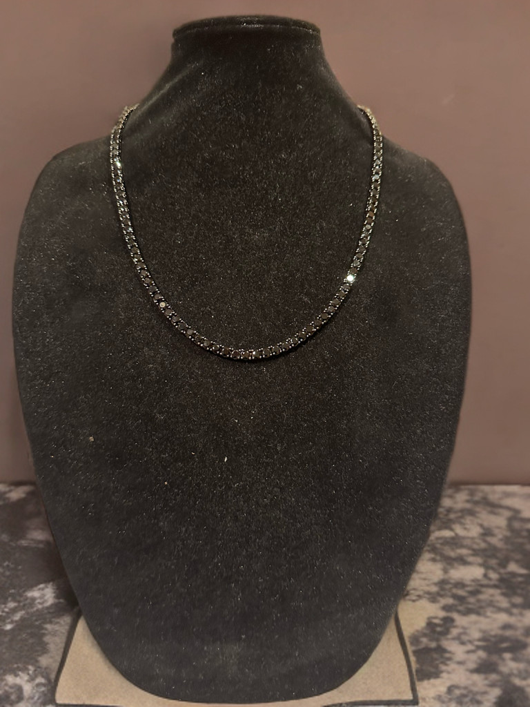 5mm ONYX BLACK Diamond 60ctw Lab Sim VVS1 Tennis Chain Necklace PVD 50g+ HEAVY