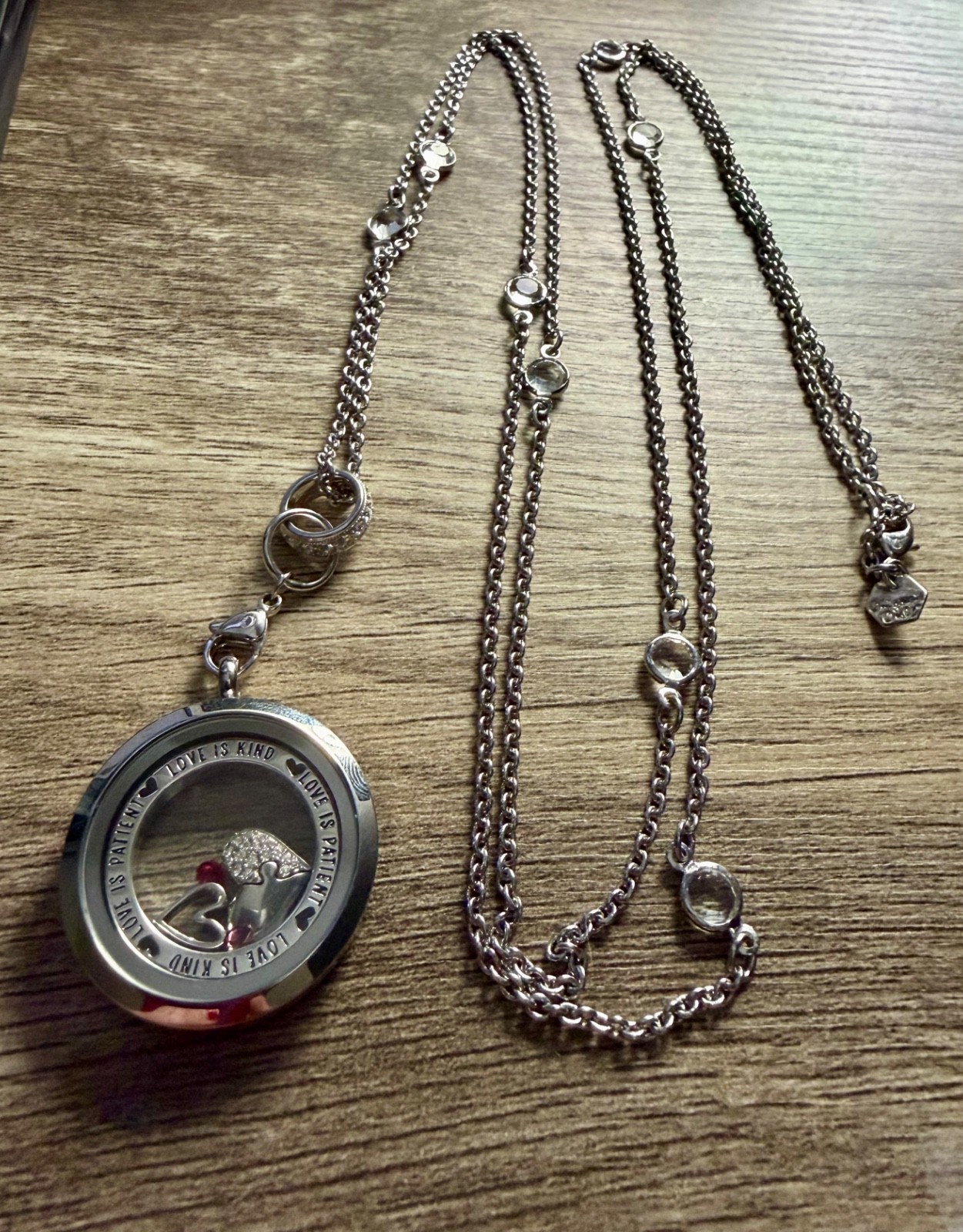 Origami Owl Extra-Long Silver-Tone Necklace with Magnetic Locket – Pre-Owned #20