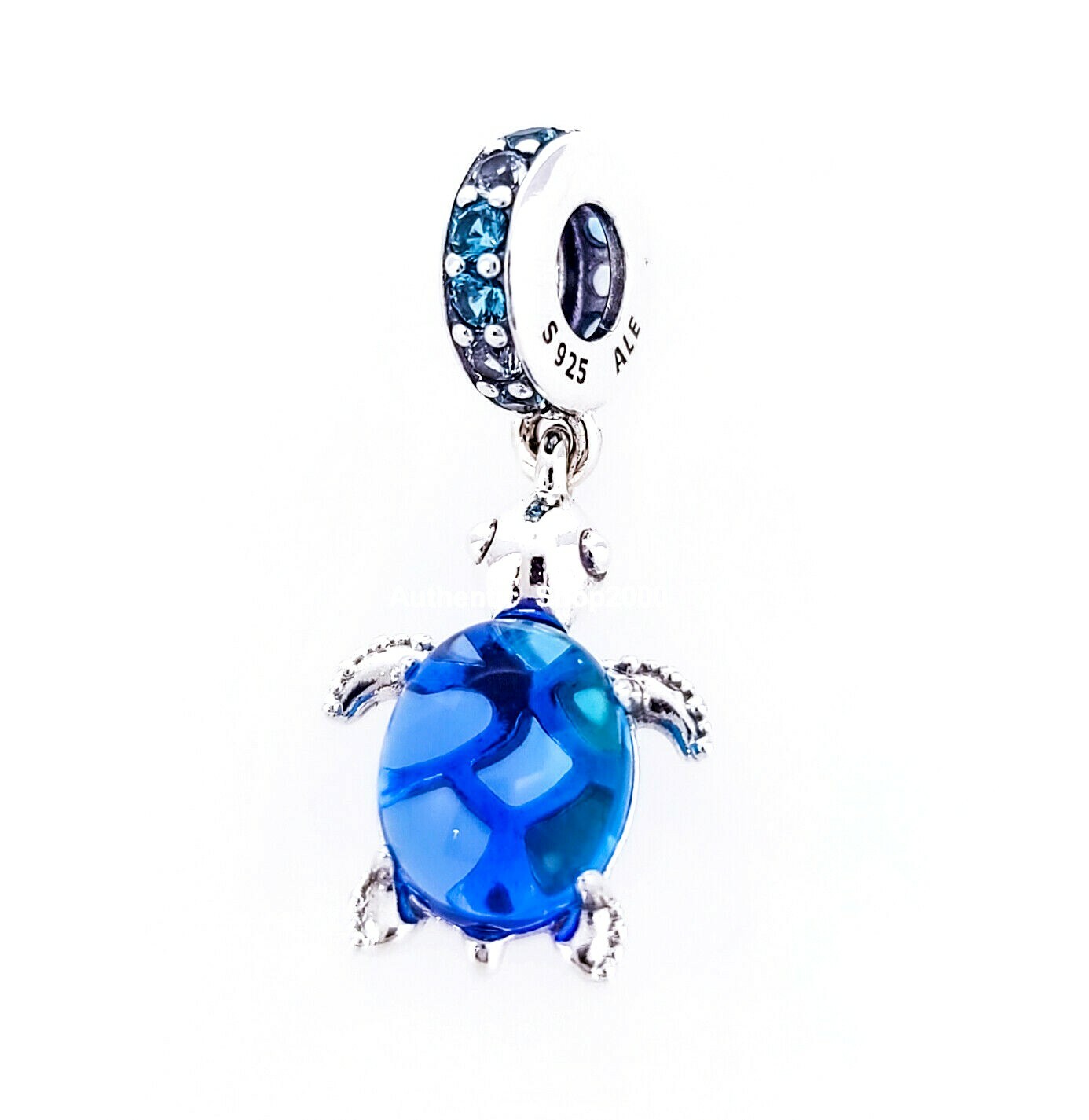 New 100% Authentic PANDORA Blue Murano Glass Sea Turtle Dangle Charm 798939C01