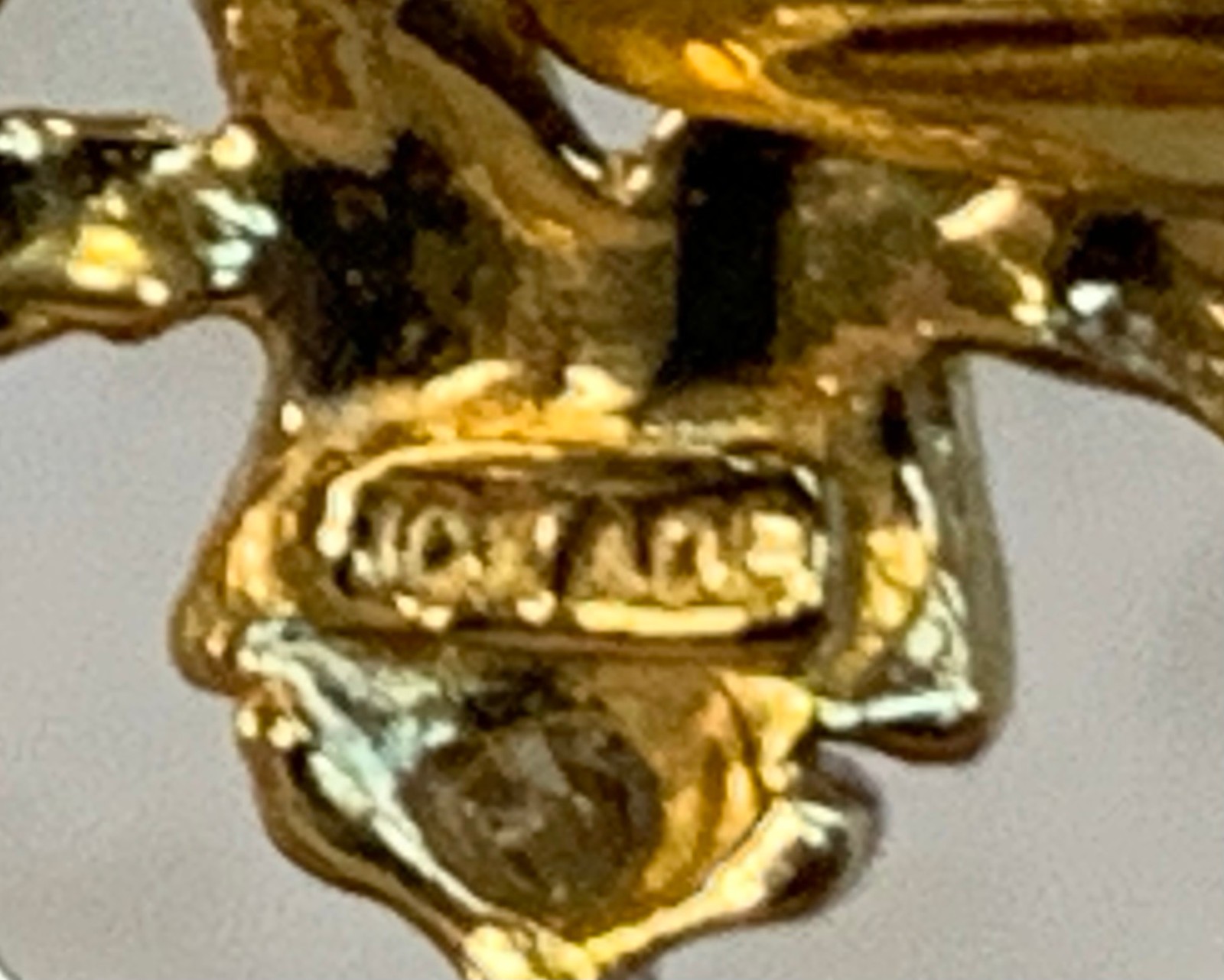 10K Yellow Gold Heart Pendant 1.63g Fine Jewelry Clear & Ruby Color Charm *READ*
