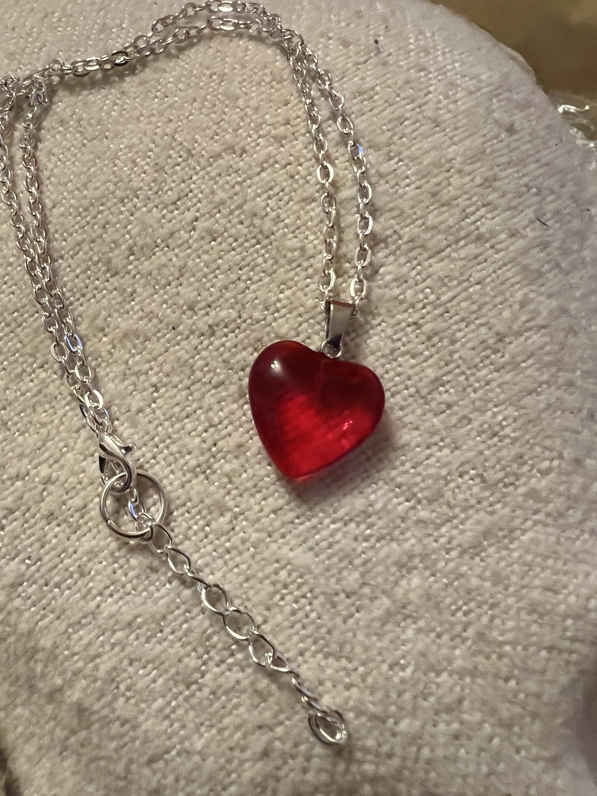 Small Red Love Heart Crystal Pendant Necklace Goth VALENTINES DAY UK SELLER