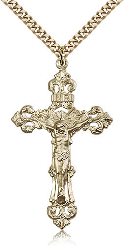 Gold Filled Crucifix Pendant For Men On 24″ Chain – 30 Day Money Back Guarantee