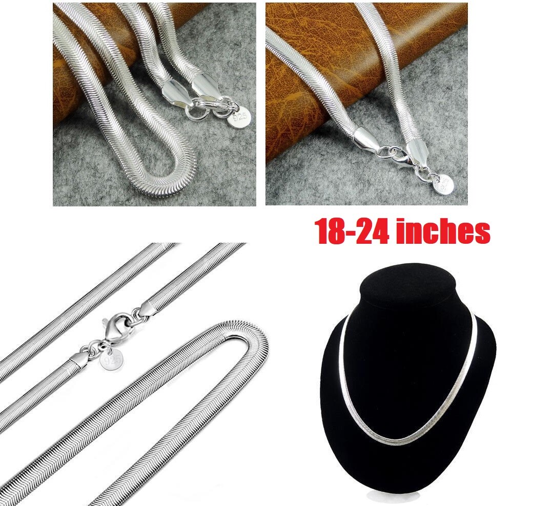 925 Sterling Solid Silver Men Women Jewelry Snake Chain 18- 24 Inch Necklace USA