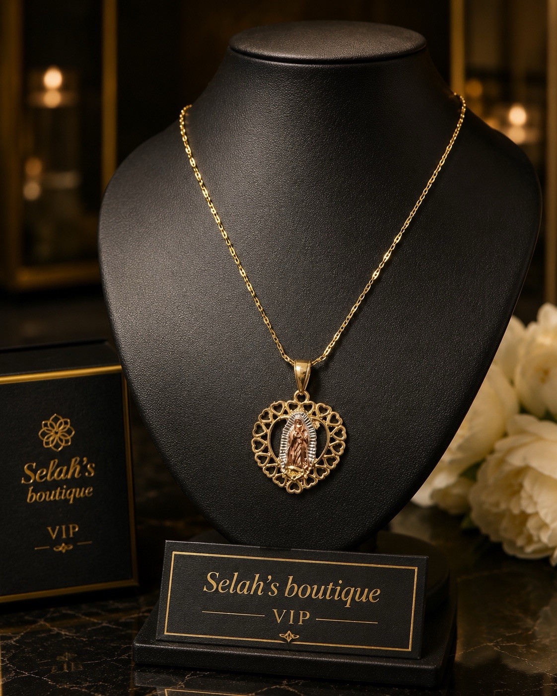 Elegant x p none tarnished none fade Gold Tone Religious Round Charm Pendant