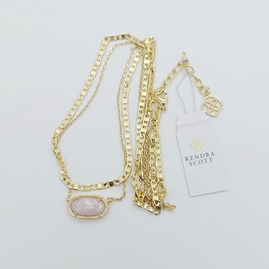 Kendra Scott Elisa Multi Strand Gold Pendant Necklace In Lilac Opal