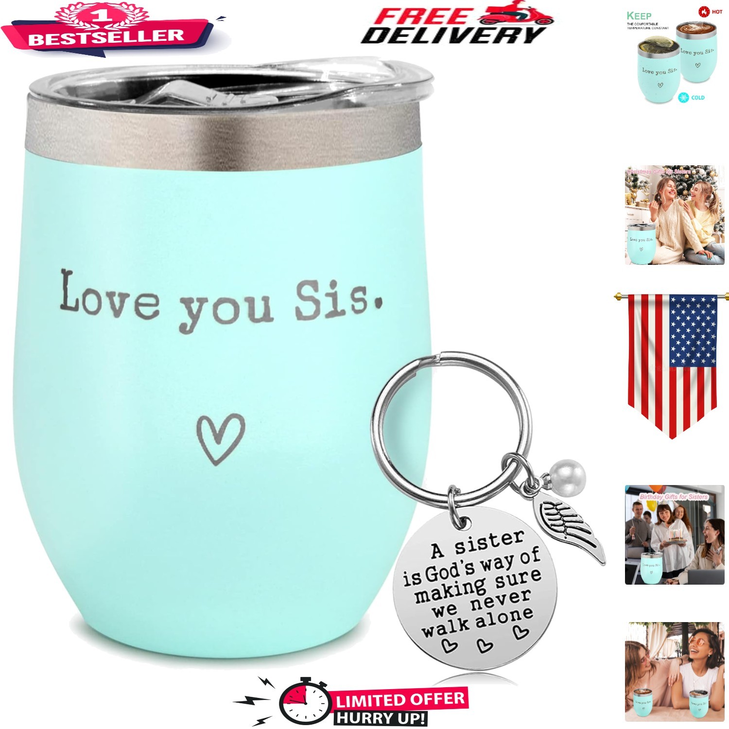 Spill-Proof 12oz Stainless Steel Coffee Tumbler for Besties – Mint Edition