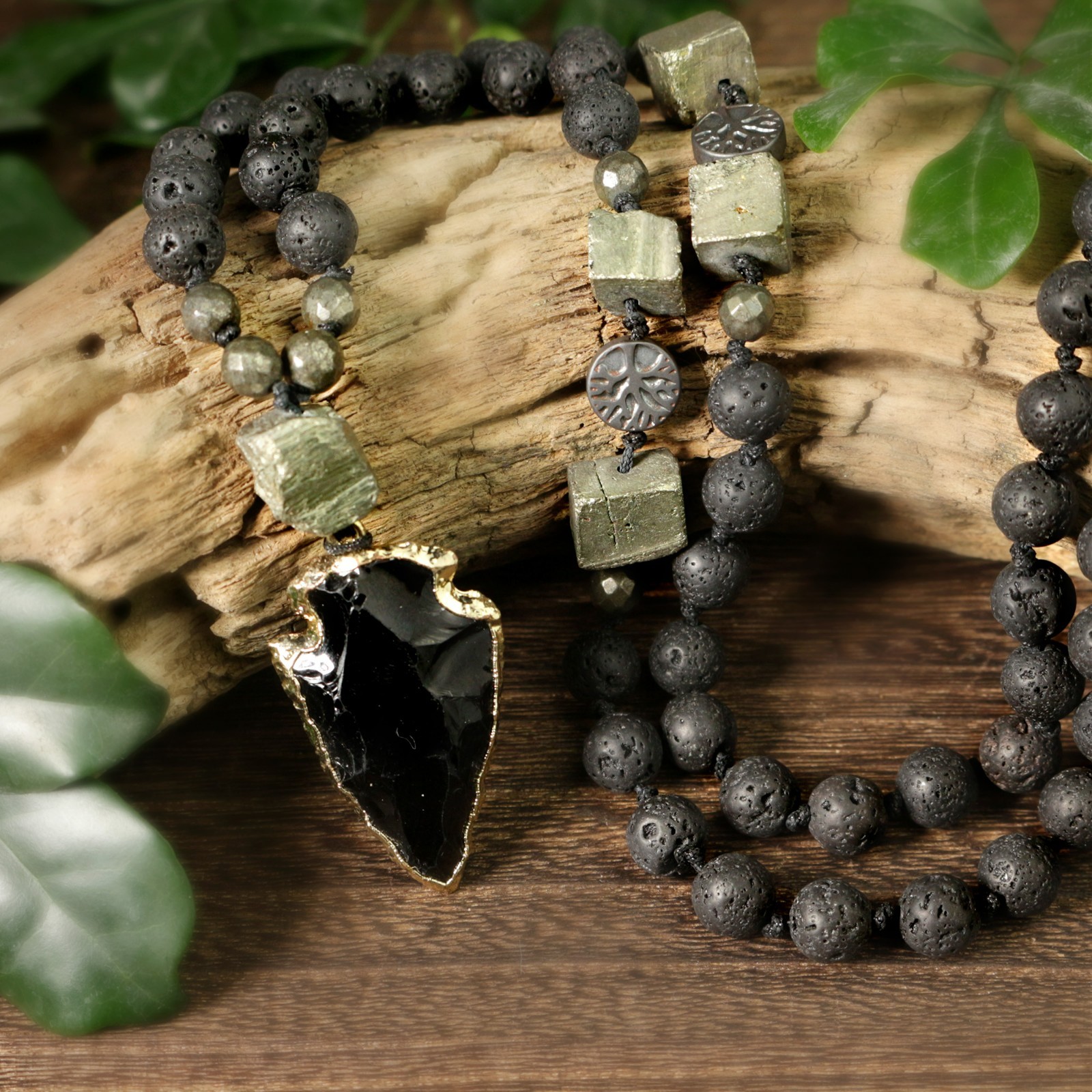 Natural Lava Rock Obsidian Arrow Charm Necklace Healing Protection Spiritual Jew