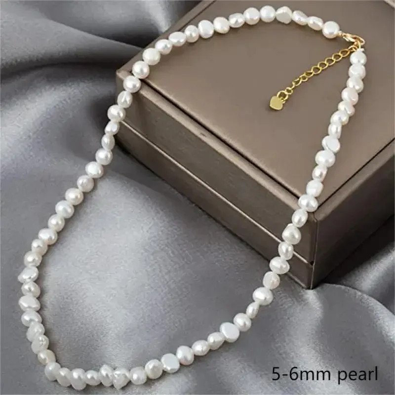 Natural Baroque Freshwater Pearl Choker Necklace 5-6mm 8-9mm Women