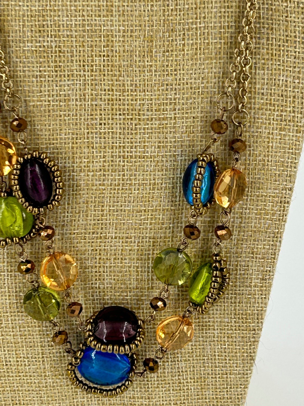Erica Lyons Colorful Beaded Necklace Double Strand 18-20in Glass & Acrylic Stone